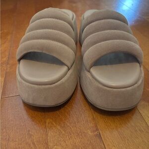 Sued Quilted Slide Clogs